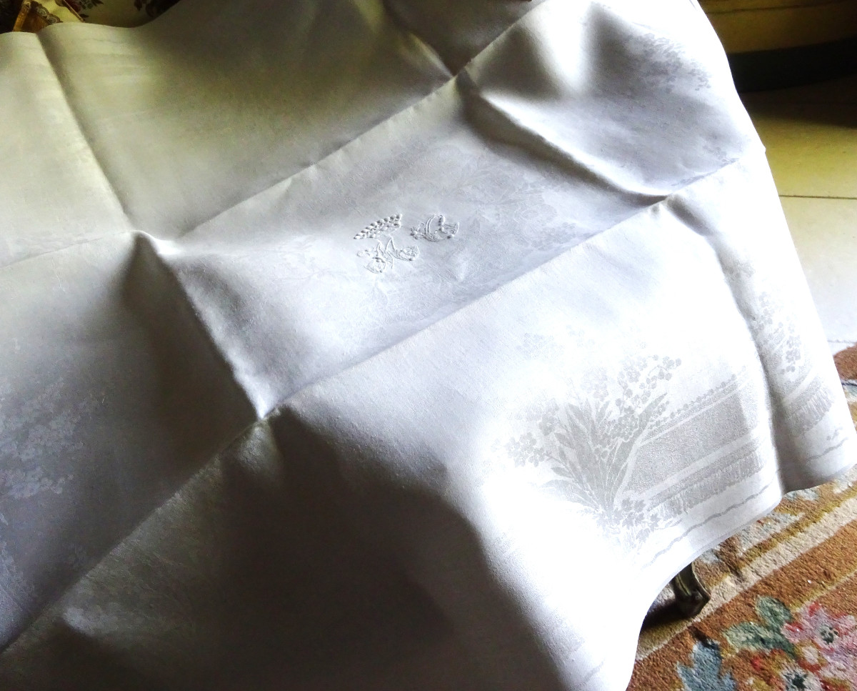 Suite De 16 Serviettes Damassées Chiffre Et Couronne Fin XIXème-photo-4