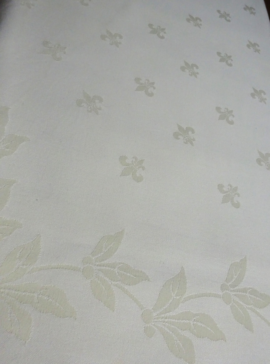 Nappe damassée de couleur décor fleur de lys-photo-2