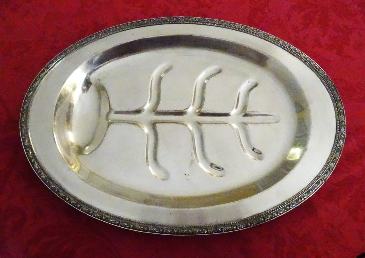 Large Silver-plated Roasting Dish From The Late 19th Century-photo-2