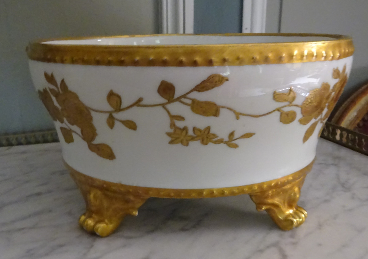 Late 19th Century Planter Or Centerpiece In Decorated Porcelain-photo-2