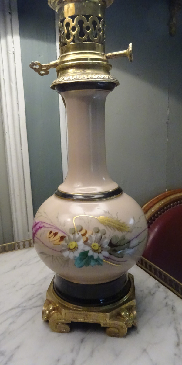 Pair Of Napoleon III Period Lamps In Decorated Porcelain-photo-3