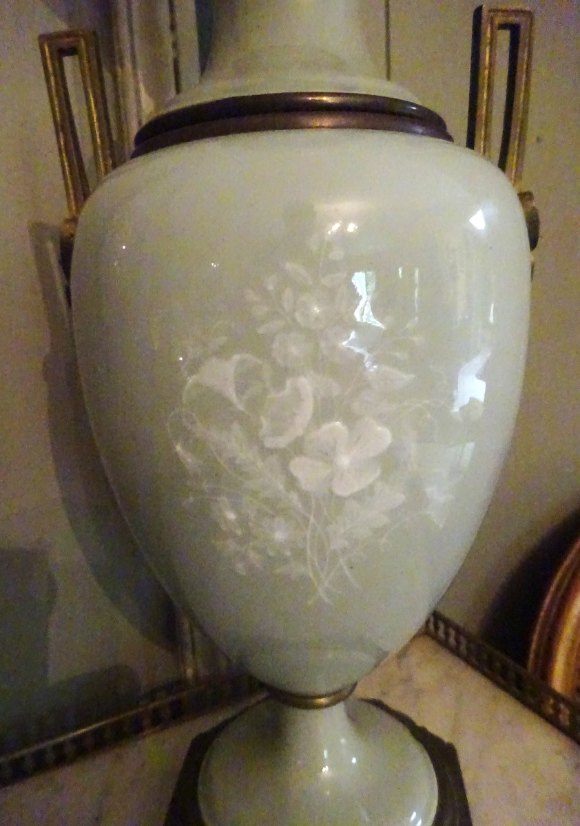 Lampe Napoléon III en porcelaine vert céladon-photo-2