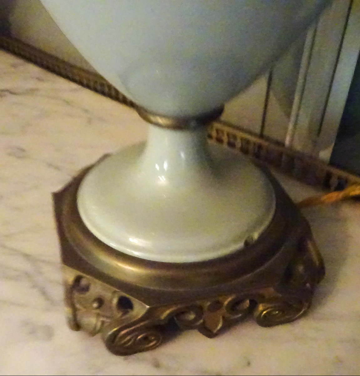 Lampe Napoléon III en porcelaine vert céladon-photo-4