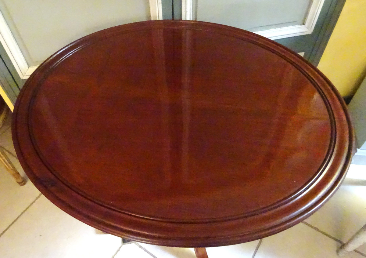 Louis Philippe Period Oval Pedestal Table In Solid Mahogany-photo-3