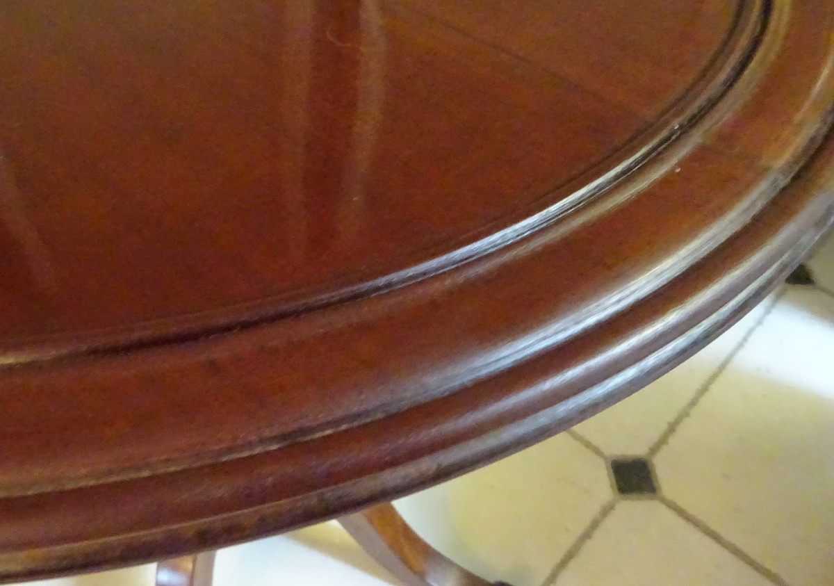 Louis Philippe Period Oval Pedestal Table In Solid Mahogany-photo-4
