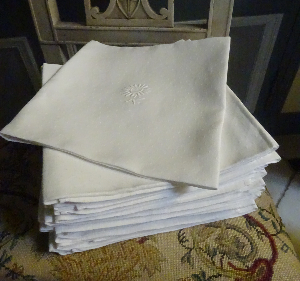 Set Of 23 Damask Napkins From The Early 20th Century