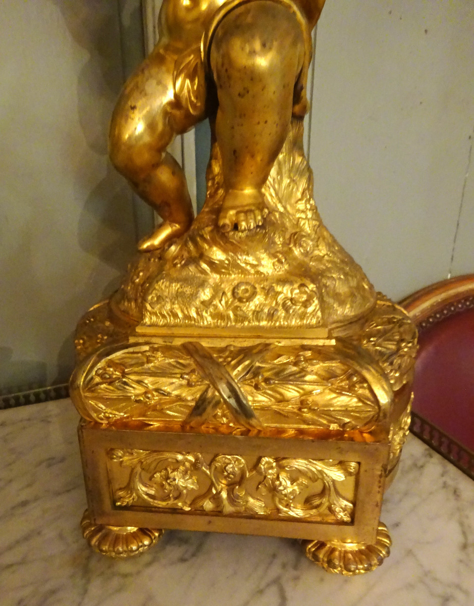 Very Large 19th Century Gilt Bronze Candelabra In Louis XVI Style-photo-3