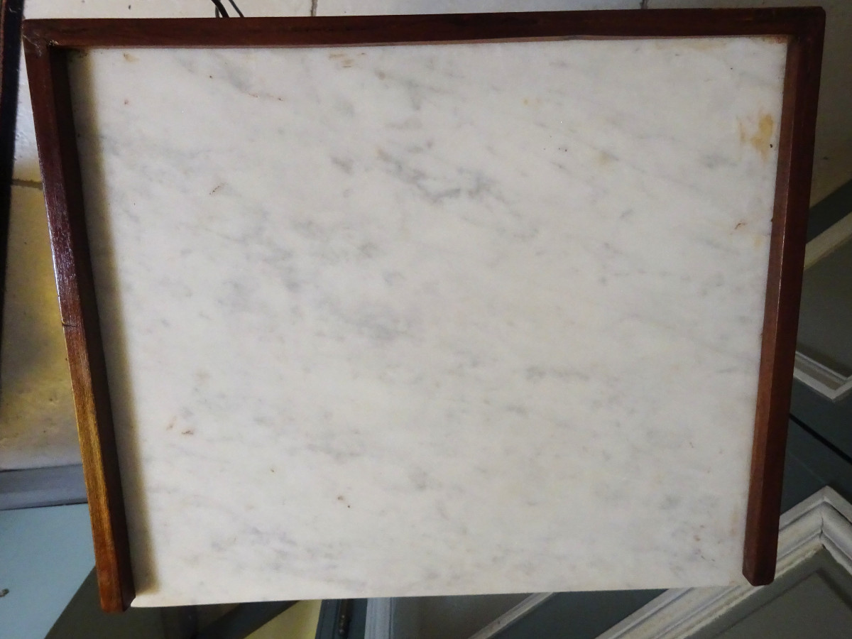 Chevet d'époque Directoire en acajou et marqueterie-photo-3