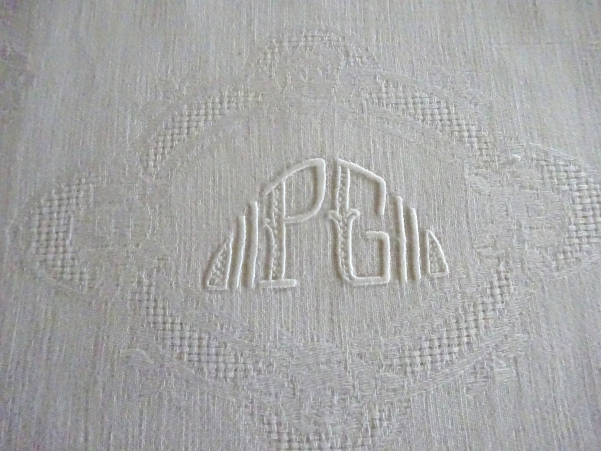 Set Of 18 Art Deco Period Damask Napkins-photo-4