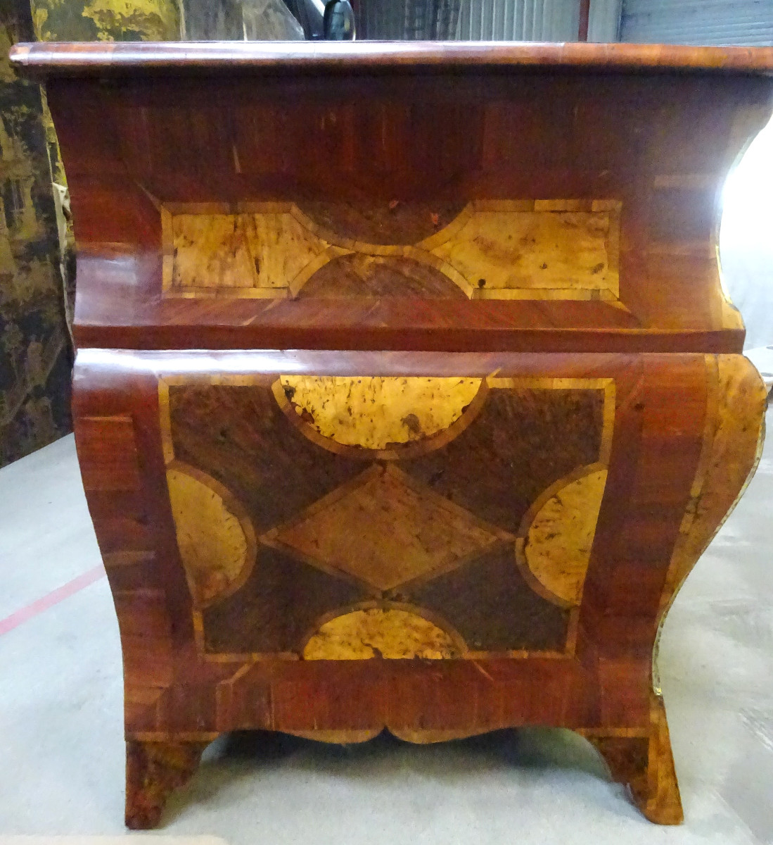 Importante commode tombeau d'époque Régence en marqueterie-photo-3