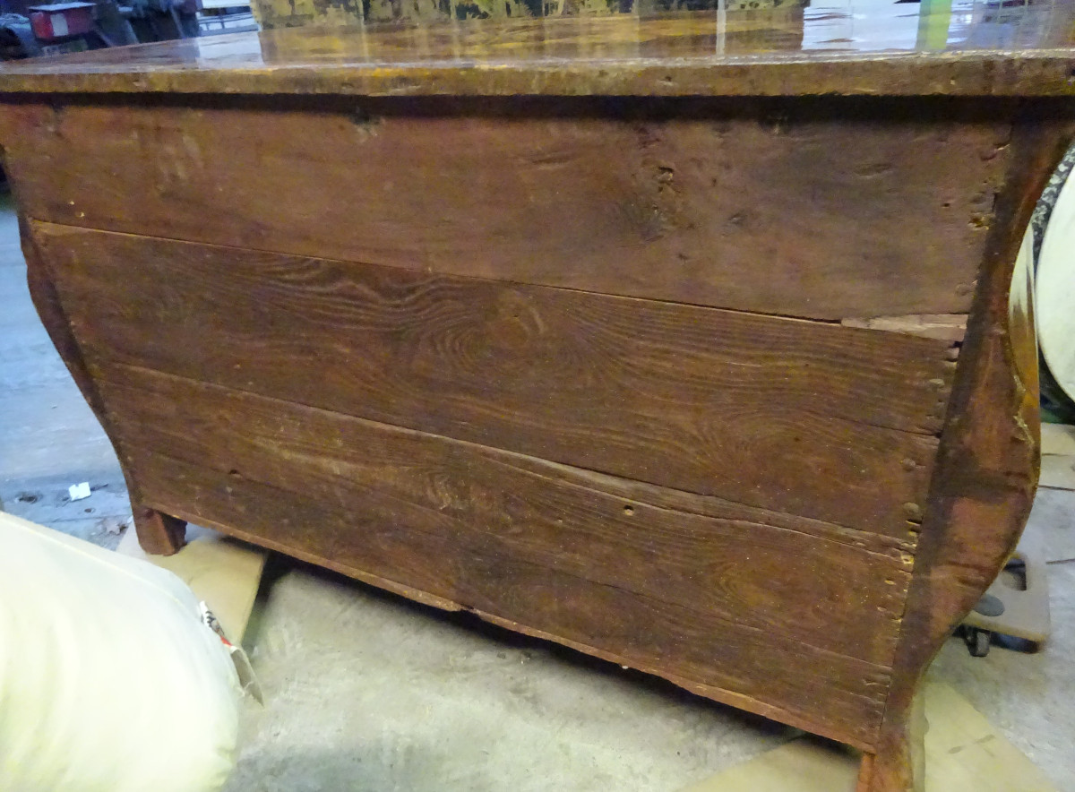 Importante commode tombeau d'époque Régence en marqueterie-photo-8