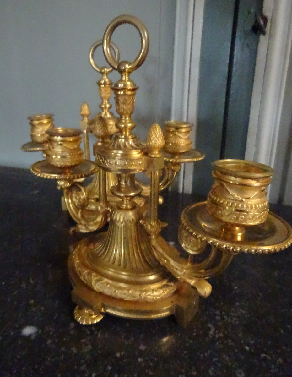Pair Of Small Gilt Bronze Candelabra From The Napoleon III Period-photo-3