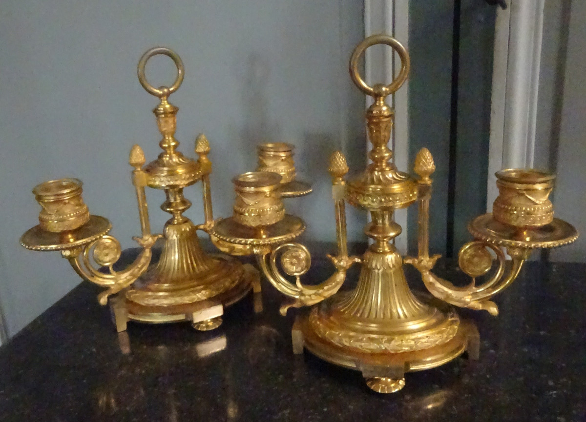 Pair Of Small Gilt Bronze Candelabra From The Napoleon III Period