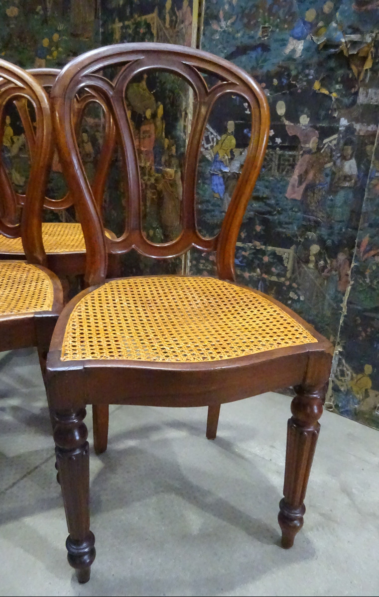 Suite de six chaises de salle à manger XIXème en acajou-photo-2