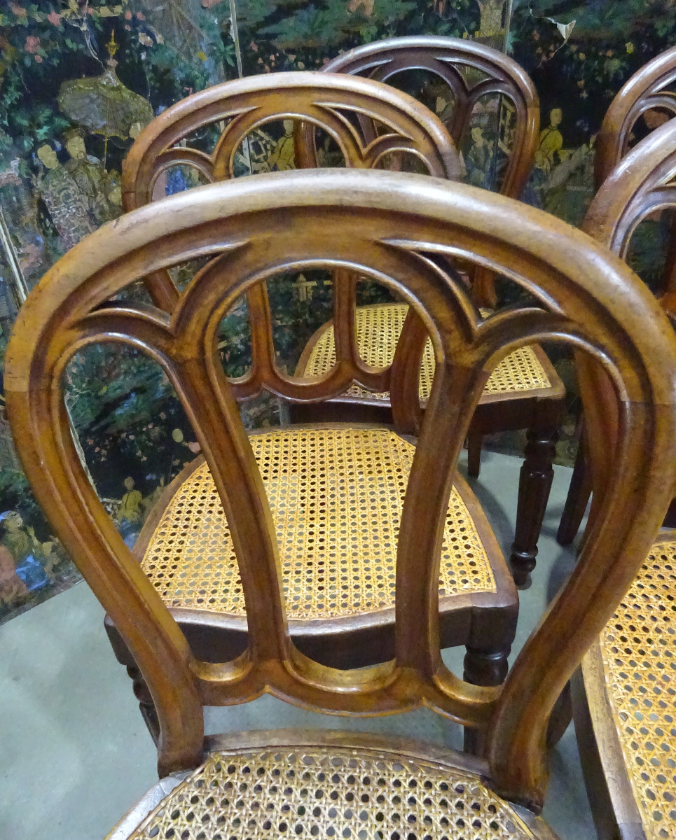 Suite de six chaises de salle à manger XIXème en acajou-photo-1