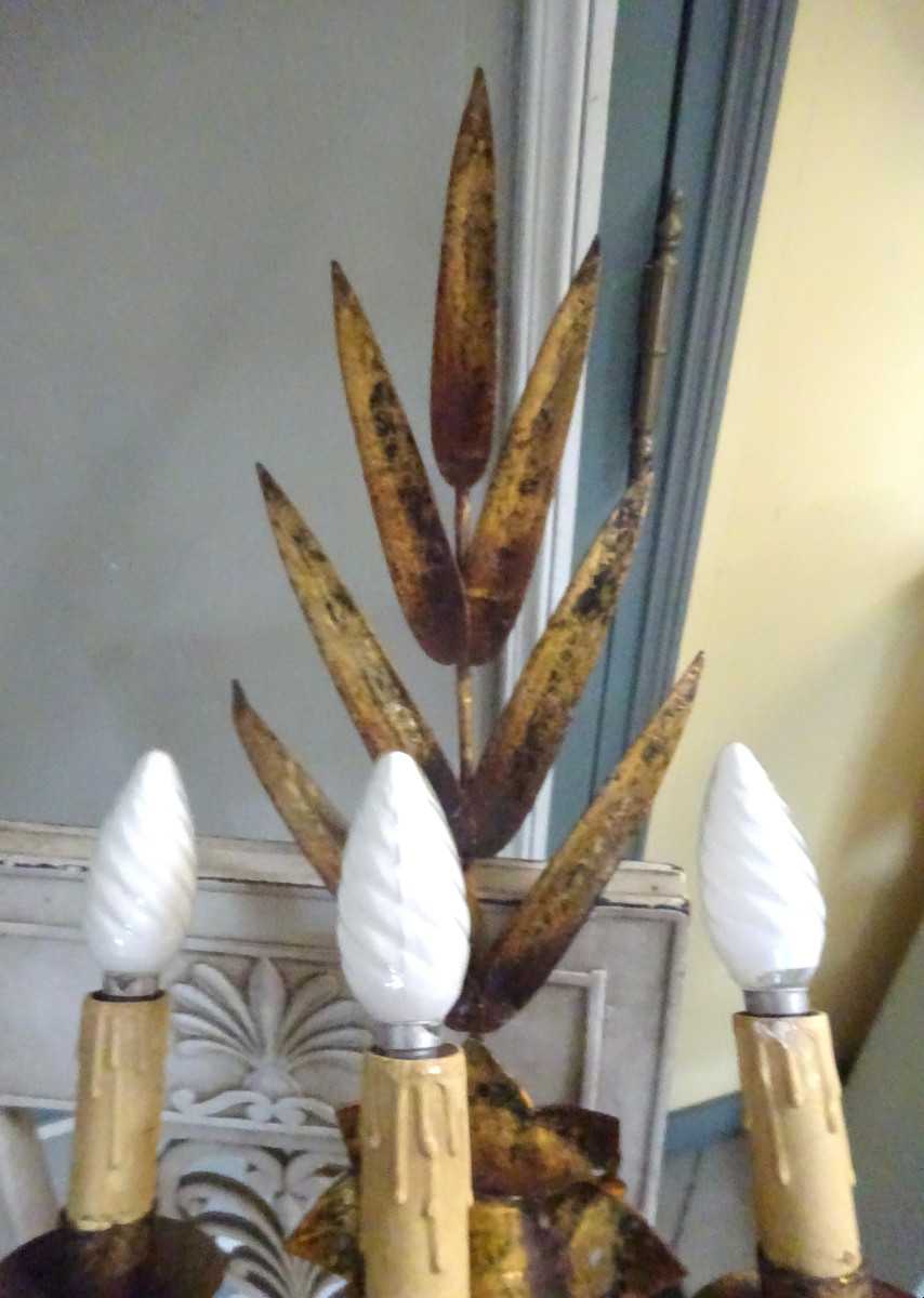 Pair Of Large 1960s/70s Gold-plated Metal Wall Lights-photo-1