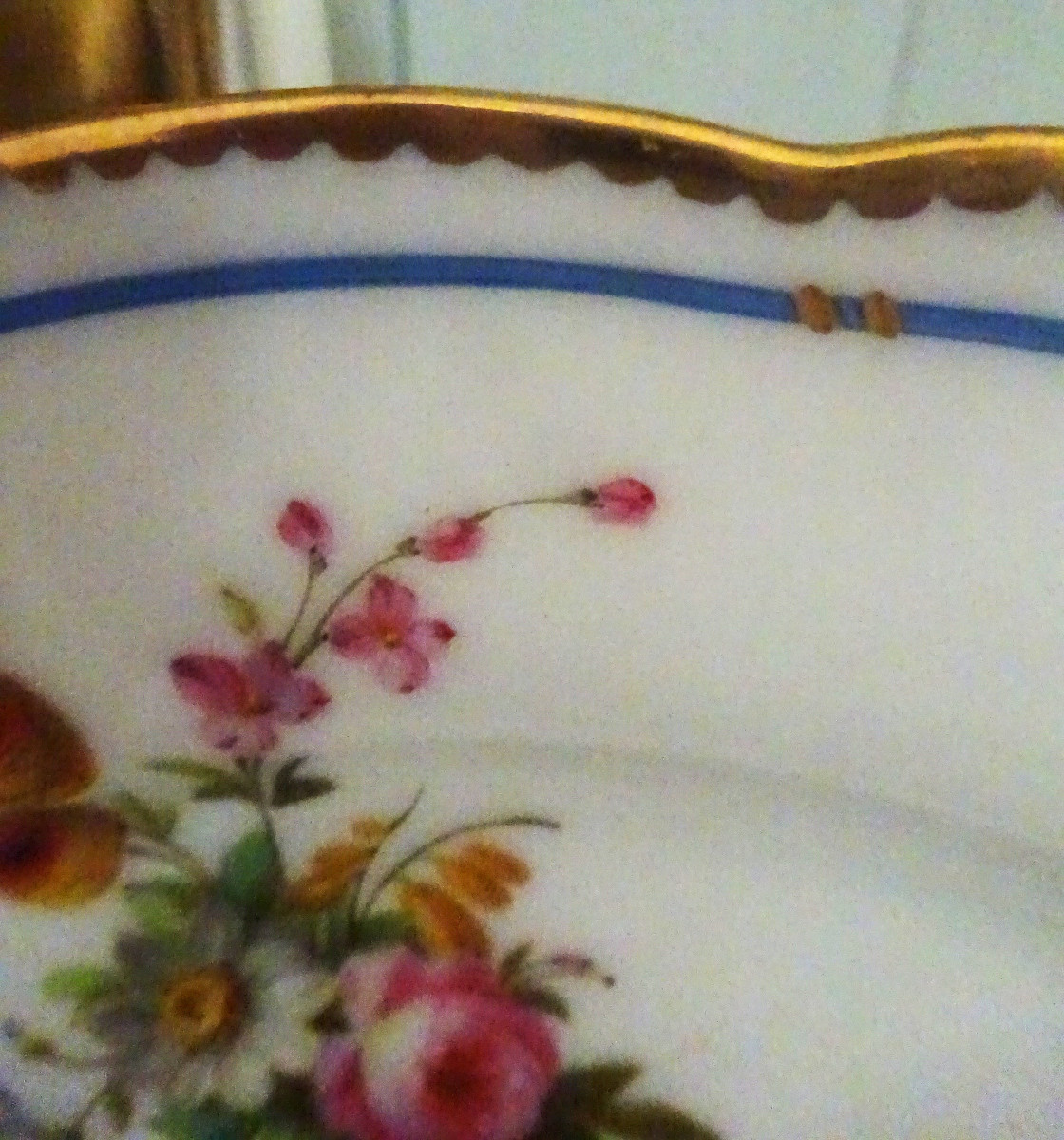 Set Of Paris Porcelain Plates, Mid-19th Century, Decorated With Flowers-photo-3