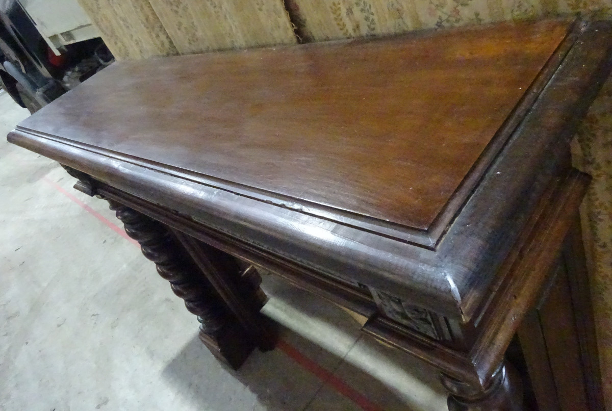 Louis XIII Style Walnut Fireplace From The 19th Century-photo-2