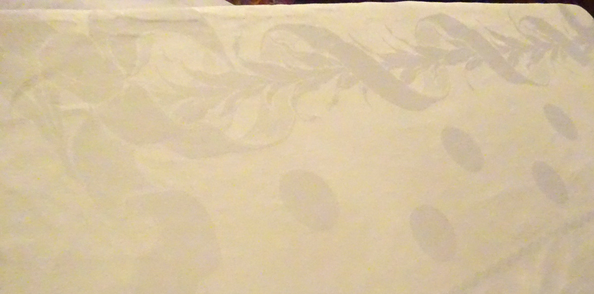 Grande nappe blanche en damassé début XXème-photo-2