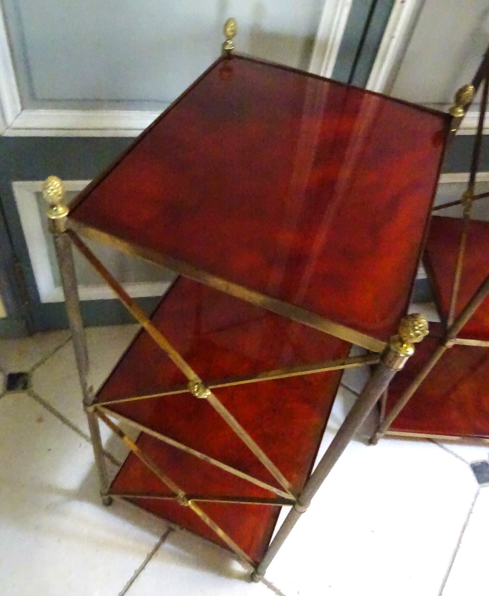 Pair Of Small Three-tiered Tables By Baguès, 1970s-photo-2