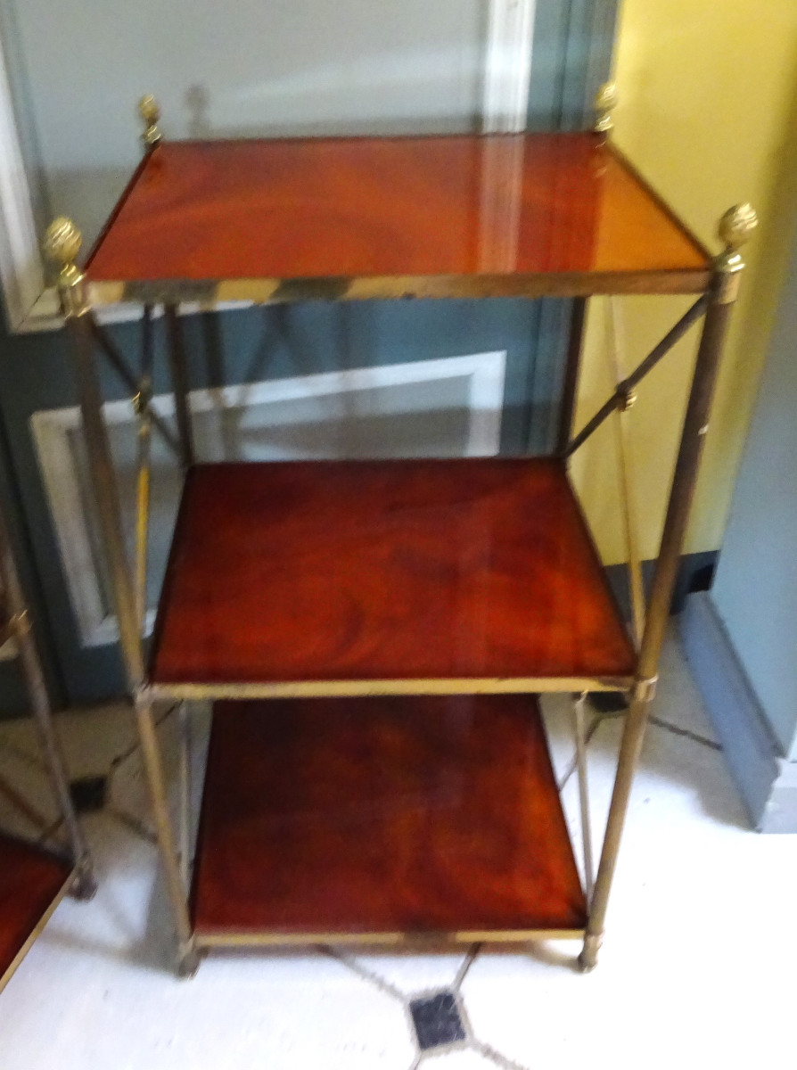 Pair Of Small Three-tiered Tables By Baguès, 1970s-photo-3