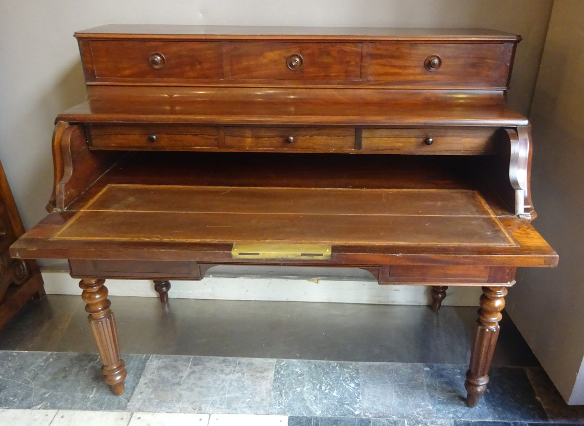 Mahogany Roll-top Desk, Mid-19th Century-photo-2