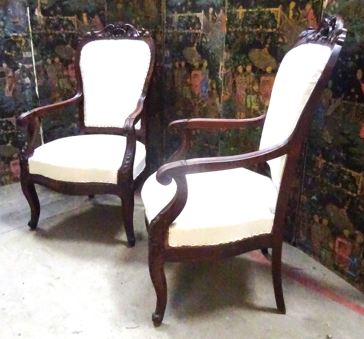 Pair Of Mahogany Armchairs, Mid-19th Century