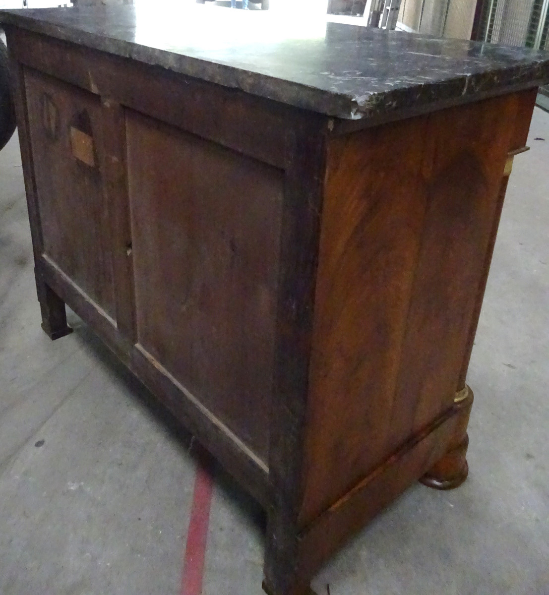 Commode en noyer flammé d'époque Empire-photo-2