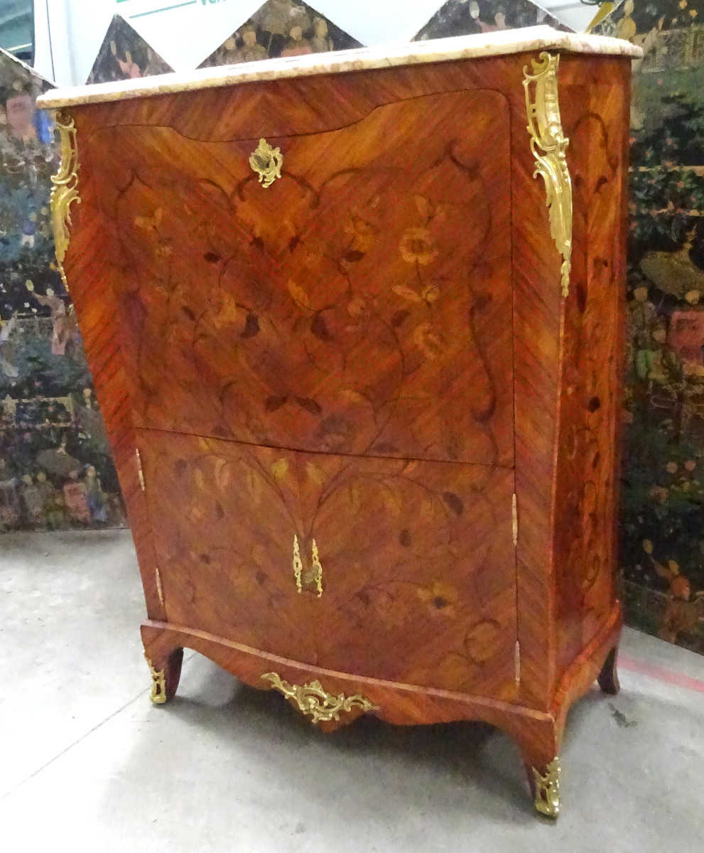 Louis XV Style Secretary In Marquetry