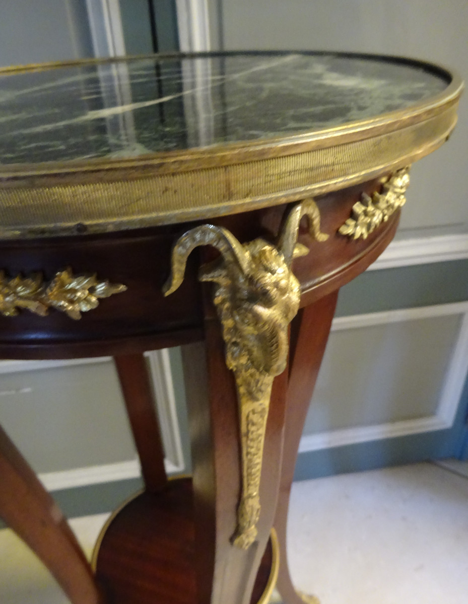 Louis XVI Style Mahogany High Pedestal Table Or Selette-photo-3