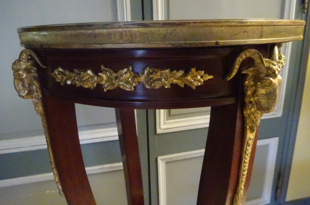 Louis XVI Style Mahogany High Pedestal Table Or Selette-photo-4