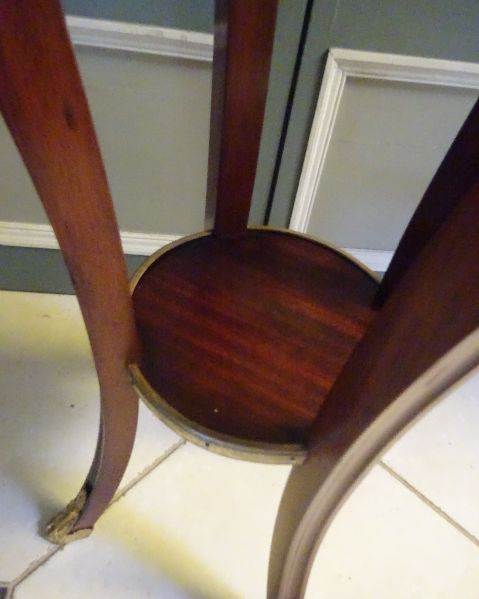 Louis XVI Style Mahogany High Pedestal Table Or Selette-photo-1