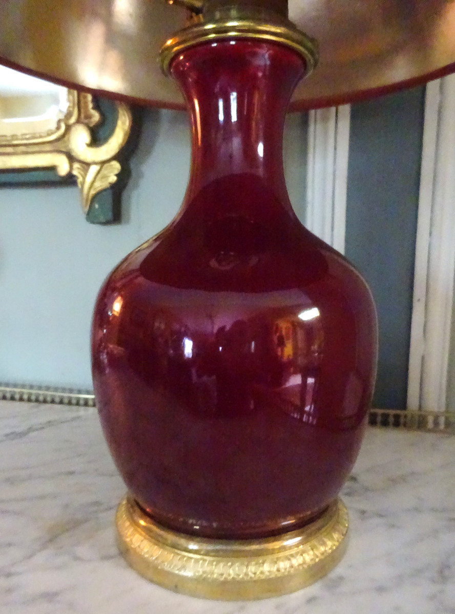 Napoleon III Lamp In Oxblood Porcelain-photo-2