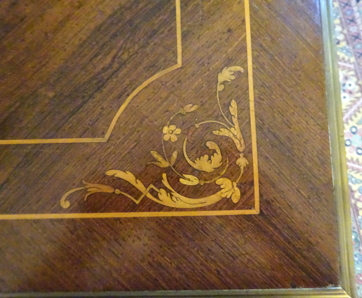 table à jeu formant écritoire en marqueterie époque Napoléon III-photo-3