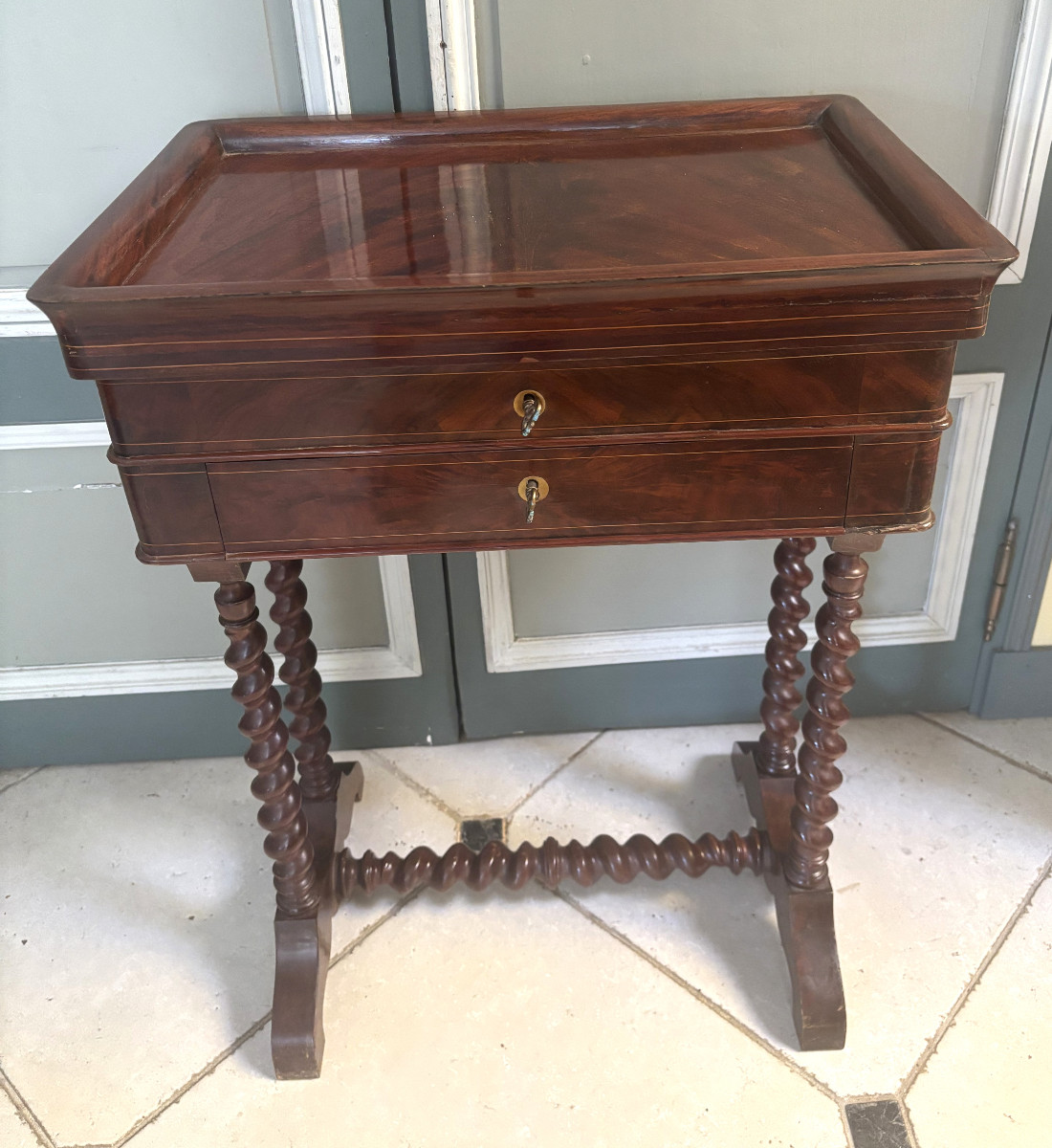 Small Louis Philippe Period Mahogany Work Table-photo-2