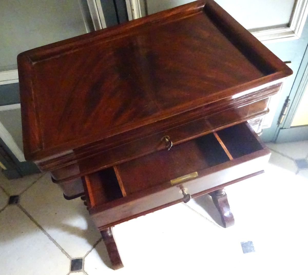 Small Louis Philippe Period Mahogany Work Table-photo-1