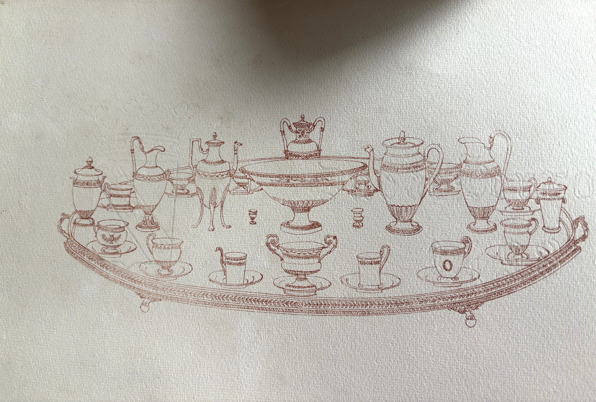 Beautiful Set Of 50 Engravings Depicting Empire-style Goldsmiths' And Silversmiths' Pieces.-photo-1