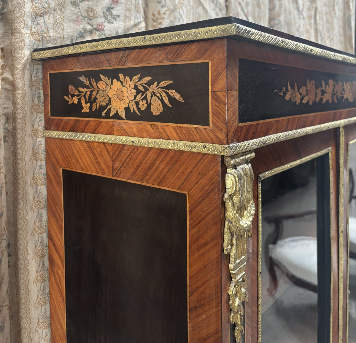 Napoleon III Period Small Marquetry Display Case Or Bookcase-photo-1