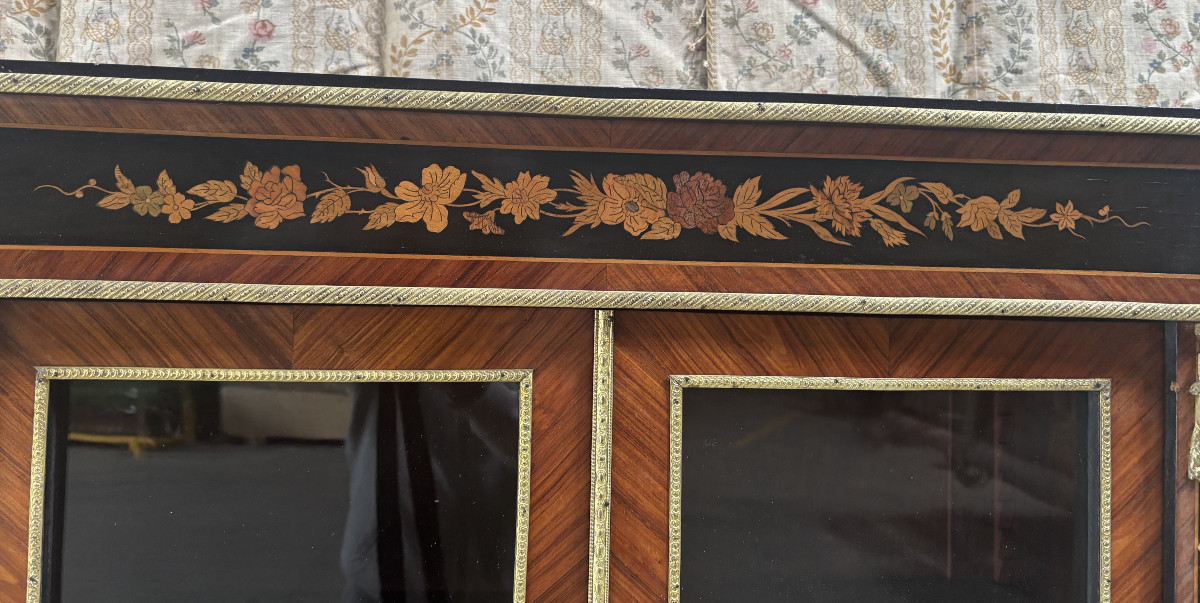 Napoleon III Period Small Marquetry Display Case Or Bookcase-photo-2