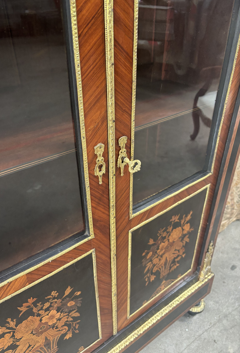 Napoleon III Period Small Marquetry Display Case Or Bookcase-photo-3