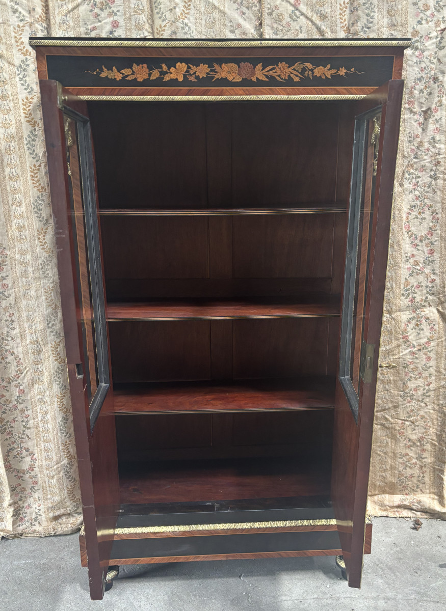 Napoleon III Period Small Marquetry Display Case Or Bookcase-photo-7