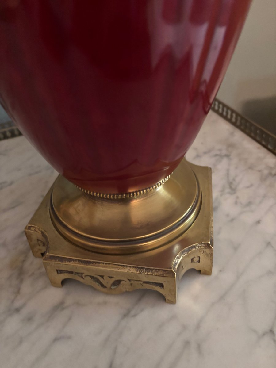 Early 19th-century Red Porcelain Lamp-photo-3