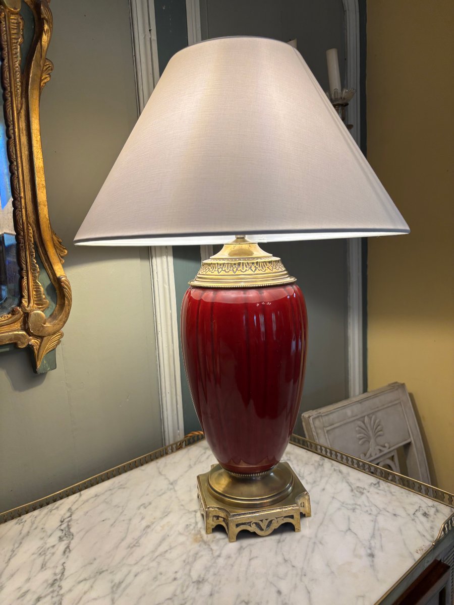 Early 19th-century Red Porcelain Lamp
