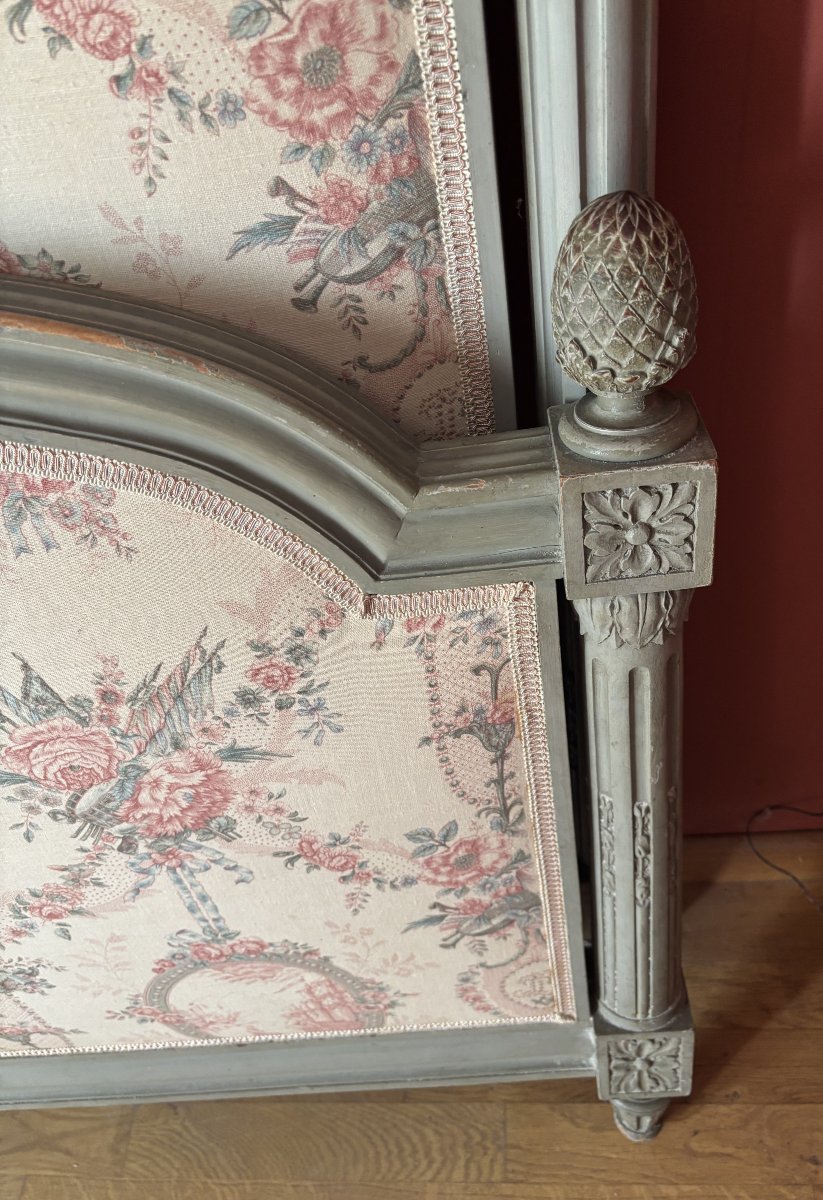 Lit de style Louis XVI laqué gris-photo-2