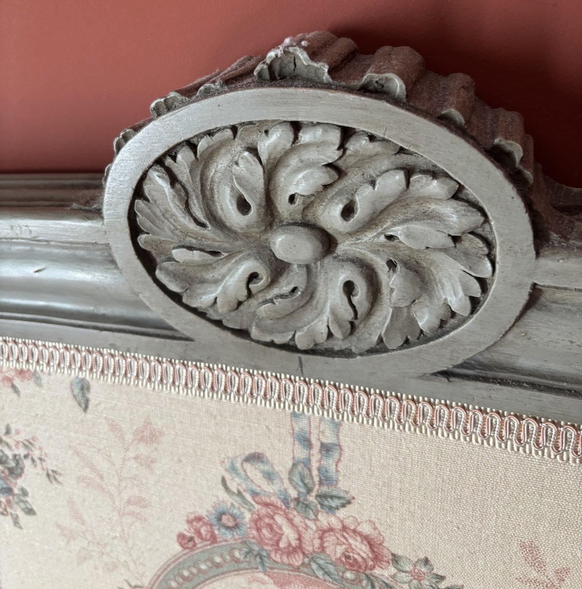 Lit de style Louis XVI laqué gris-photo-3