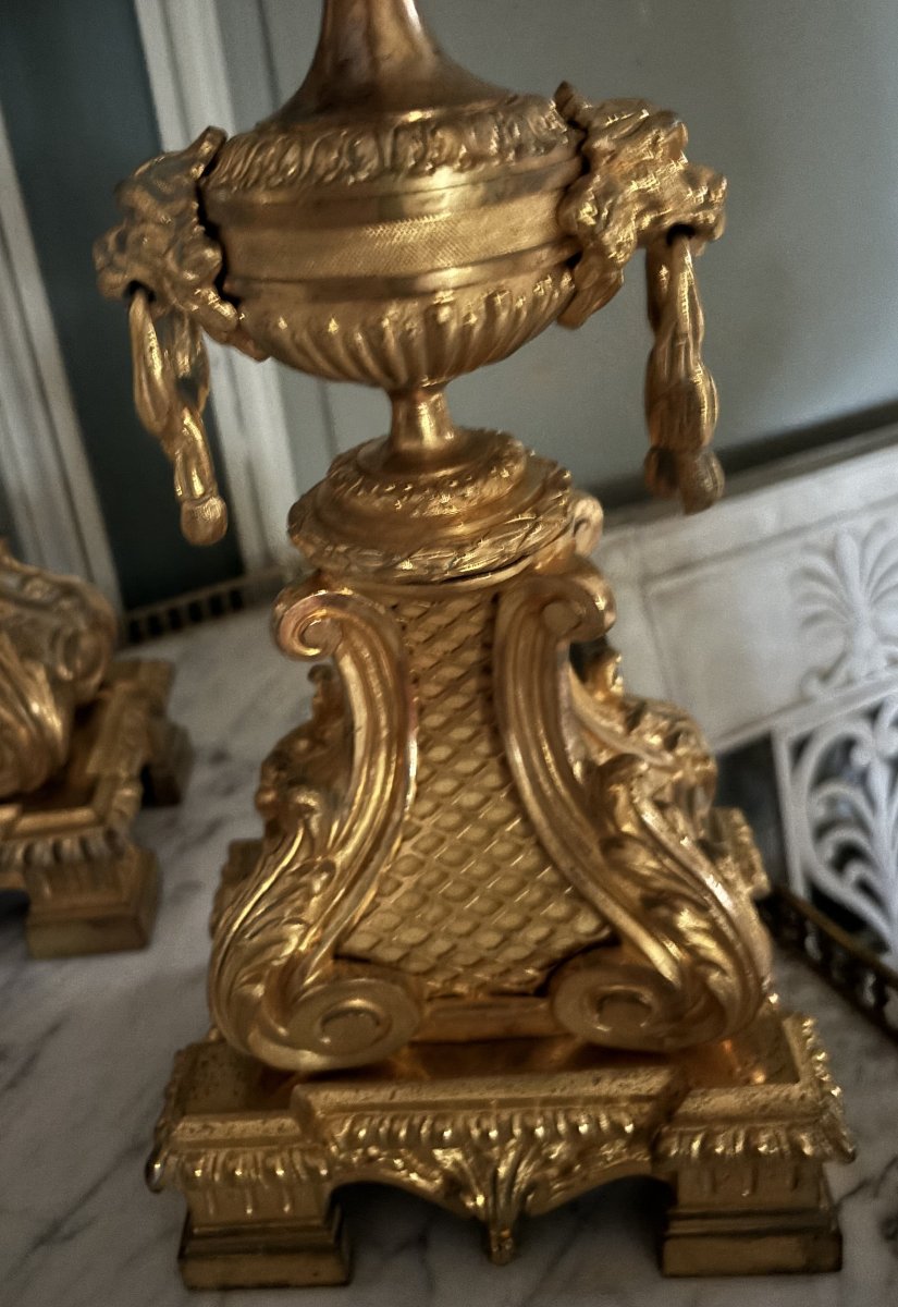 Pair Of 19th-century Gilded Bronze Candelabra-photo-4