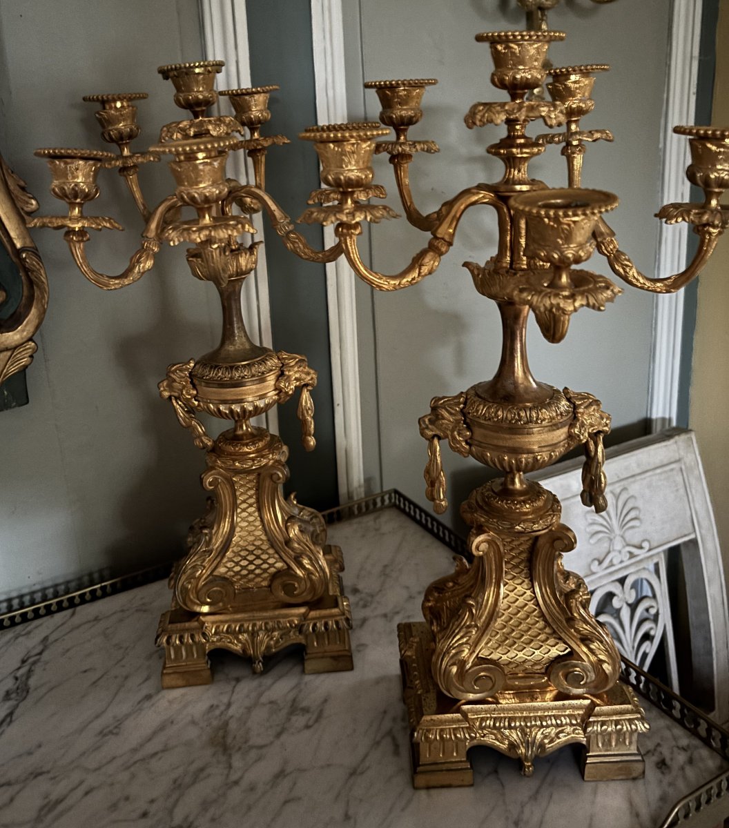 Pair Of 19th-century Gilded Bronze Candelabra
