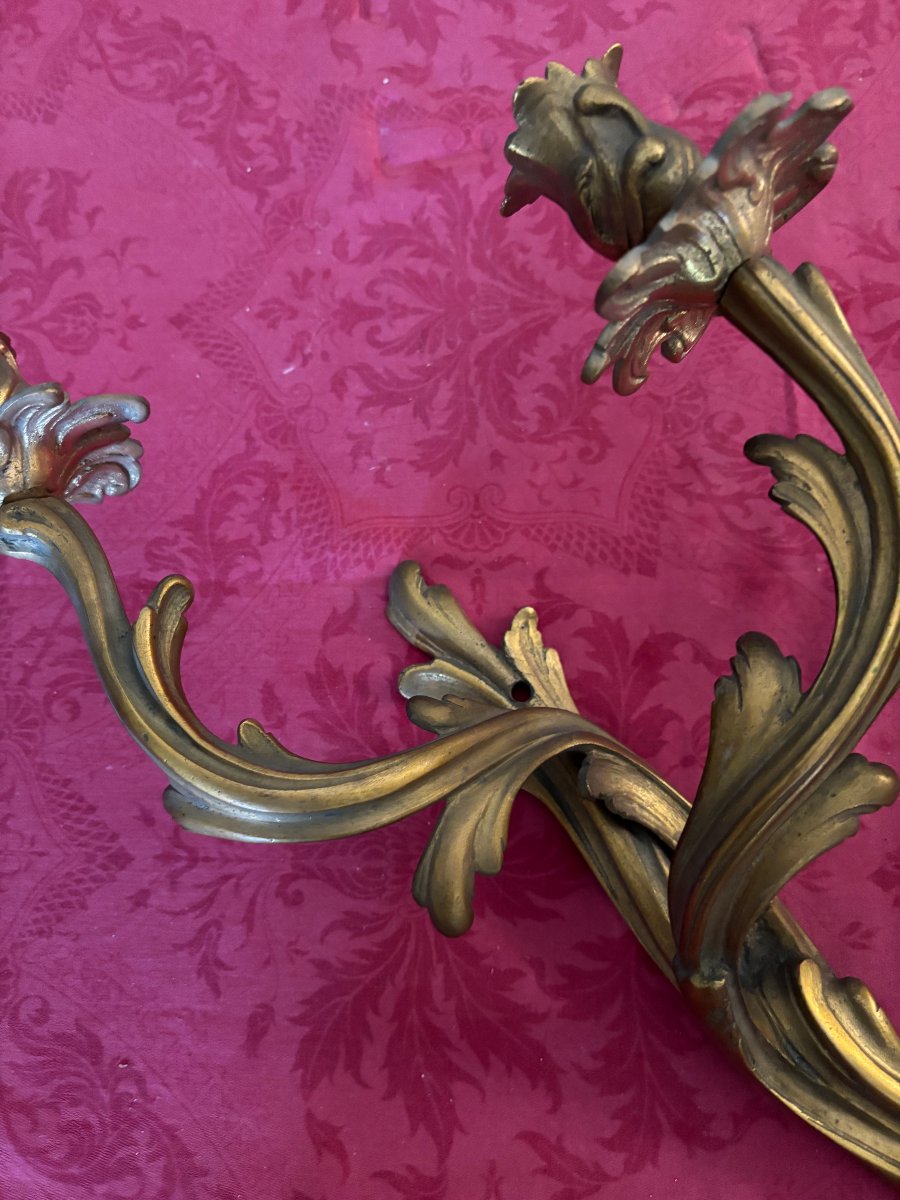 Paire d'appliques en bronze de style Louis XV-photo-2
