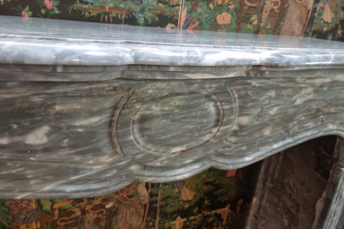 Cheminée en marbre Bleu Turquin d'Italie, lde style Louis XV d'époque XIXèe-photo-1