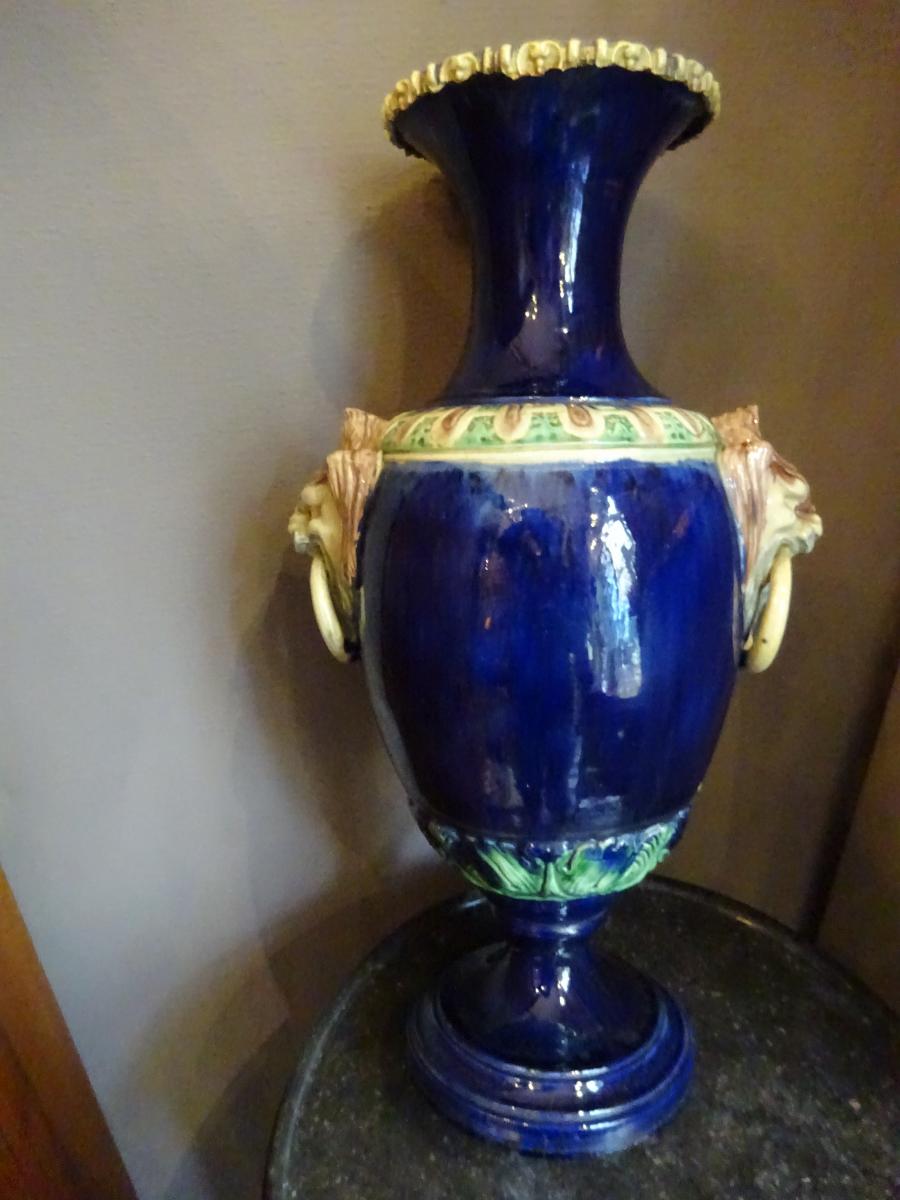 Grand Vase En Faience émaillée d'époque Fin XIXème